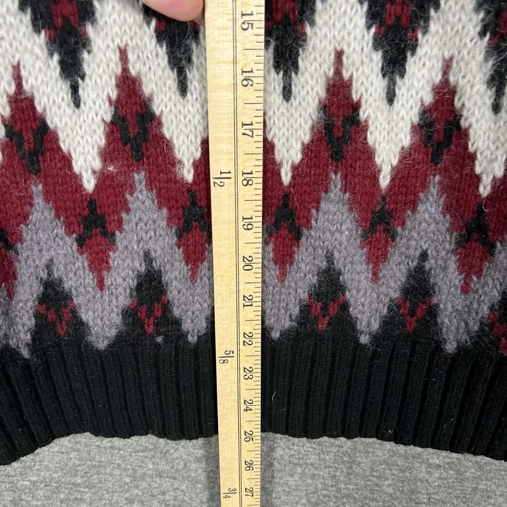 LL Bean Signature Sweater Womens Small Black Fair‎ Isle Wool Mohair Pullover